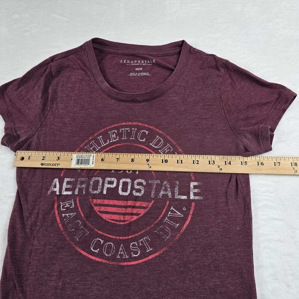 Aeropostale Women's T Shirt Burgundy Graphic Print Size Medium Athletic Division - Picture 7 of 11